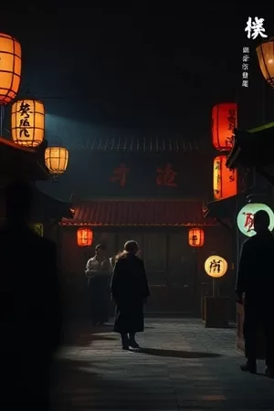 《长夜放映机》竖版海报，深夜售票厅与顶楼天台